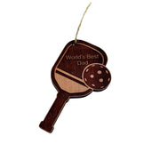 Worlds Best Dad Pickleball - Cedar Ornament