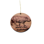 Worlds Best Godfather Capybara - Cedar Ornament