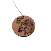 Worlds Best Godmother Squirrel and Nut - Cedar Ornament