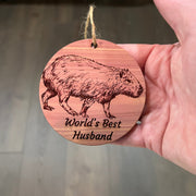 Worlds Best Husband Capybara - Cedar Ornament