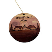 Worlds Best Mom Elk Battle - Cedar Ornament