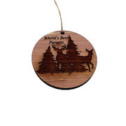 Worlds Best Parents Buck and Doe - Cedar Ornament