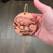 Worlds Best Parents Capybara - Cedar Ornament