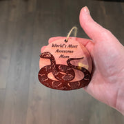 Worlds Most Awesome Mom Snake - Cedar Ornament