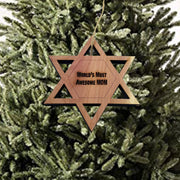 Worlds most awesome Mom Star of David - Cedar Ornament