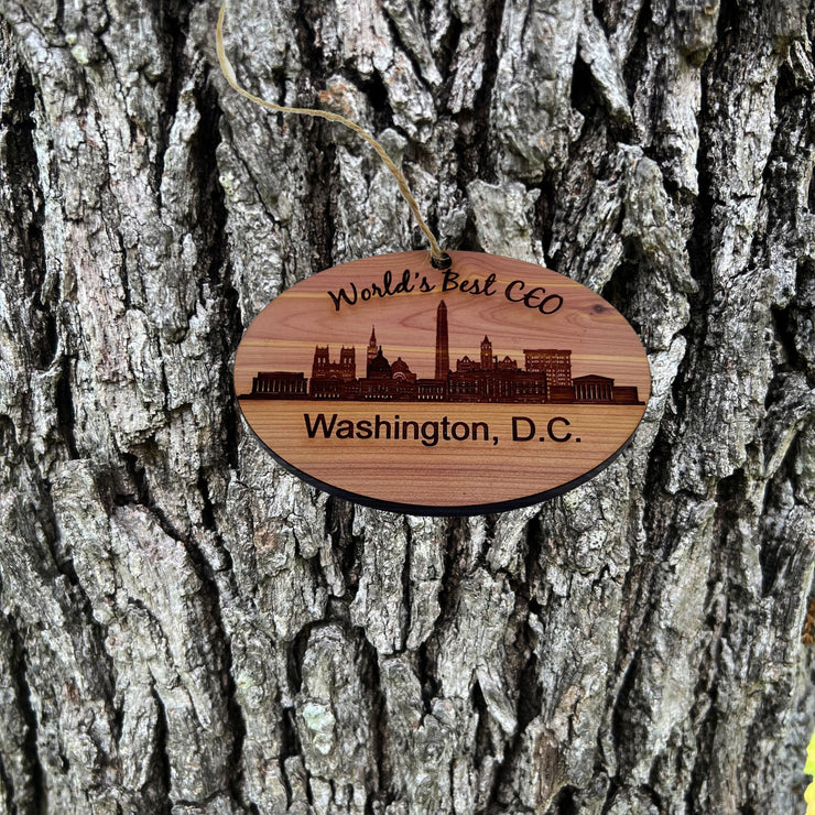 worlds Best CEO Washington DC  - Cedar Ornament